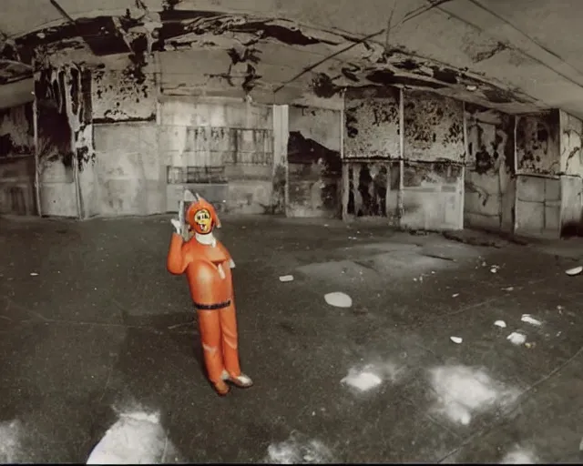 Image similar to camera footage of a extremely Ronald McDonald and the gang with glowing white eyes, False Human Features, in an abandoned shopping mall, Psychic Mind flayer, Terrifying, Insane Ronald McDonald :7 , high exposure, dark, monochrome, camera, grainy, CCTV, security camera footage, timestamp, zoomed in, Feral, fish-eye lens, Fast, Radiation Mutated, Nightmare Fuel, Ancient Evil, No Escape, Motion Blur, horrifying, lunging at camera :4 bloody dead body, blood on floors, windows and walls :5