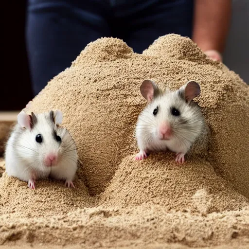 Image similar to Photo of a hamster making a sandcastle, highly-detailed 4K award-winning