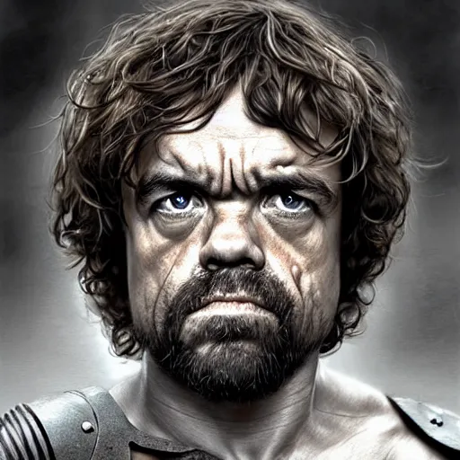 Image similar to peter dinklage as maximus, digital painting, extremely detailed, 4 k, intricate, brush strokes, mark arian, artgerm, bastien lecouffe - deharme