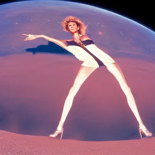 Prompt: celine dion melts into mercury in the desert, sci fi from the 8 0's photography, 4 k ultradetailed