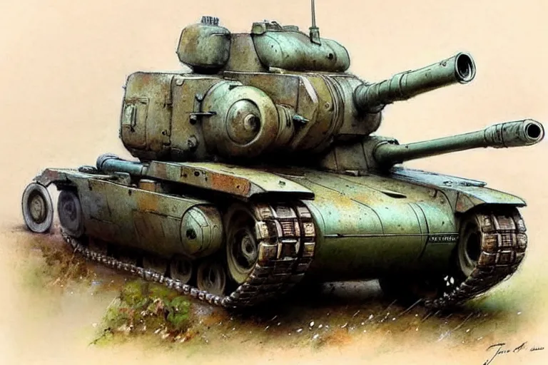 Image similar to (((((1950s retro army tank . muted colors.))))) by Jean-Baptiste Monge !!!!!!!!!!!!!!!!!!!!!!!!!!!