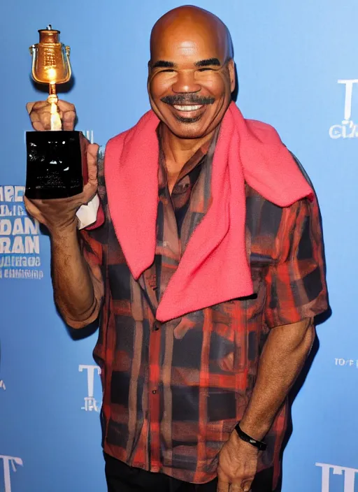 Prompt: david alan grier holding his favorite lamp and towel combo on the red carpet