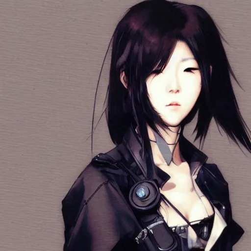 Prompt: beautiful korean woman wearing an eyepatch, yoji shinkawa