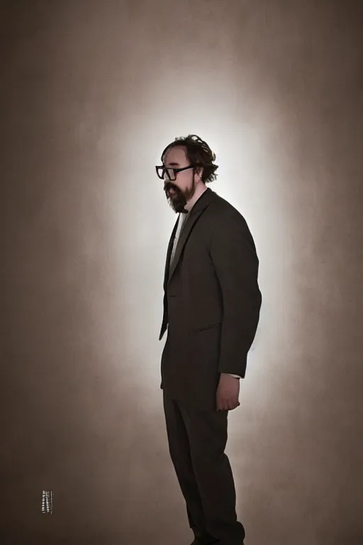 Prompt: Sam Hyde wearing a 3 piece suit designed by Leonardo da Vinci, stylish, creative fashion, ethereal lighting, dramatic, rule of thirds, sigma male