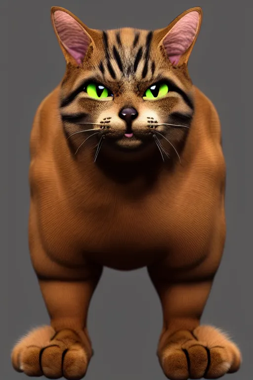 Image similar to a cat mixed with a bodybuilder, very detailed, ultrarealistic, dramatic lighting, electrical details, high details, 4k, 8k, best, accurate, trending on artstation, fur, groom, k9, photorealism, ultrarealistic, octain render, ray tracing, mental ray, catdog, unreal engine 5