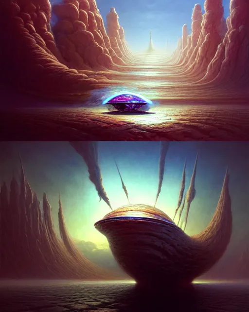 Prompt: a hyper - detailed 3 d render of dreambotmothership making concept art about itself, surrealism!!!!! surreal concept art, lifelike, photorealistic, digital painting, aesthetic, smooth, sharp focus, artstation hd, by greg rutkowski, bruce pennington, valentina remenar and asher duran,