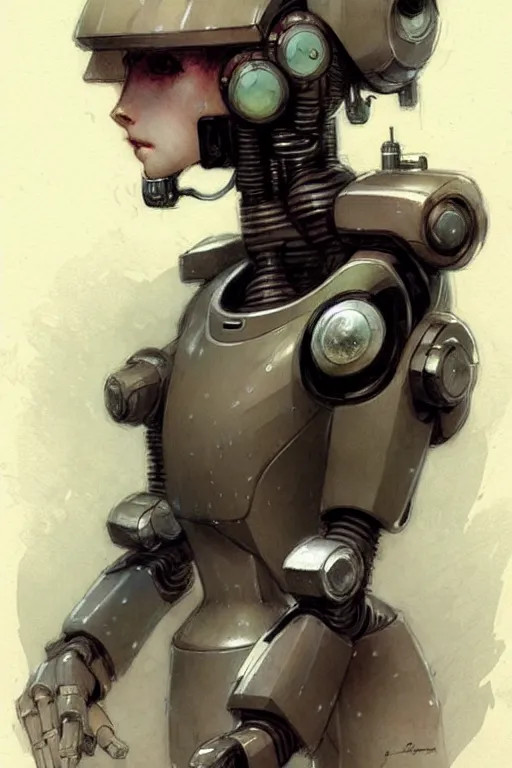 Prompt: (((((2050s servant android robot art . muted colors.))))) by Jean-Baptiste Monge !!!!!!!!!!!!!!!!!!!!!!!!!!!