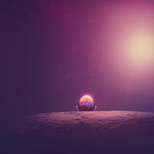Prompt: high detail photo of a wanderer floating in space inside magic colorful glowing sparkling fog, circular planet behind it, starry sky, tranquil, desolate, atmospheric, hazy, autochrome, 8k, reflections, octane render, unreal engine 5