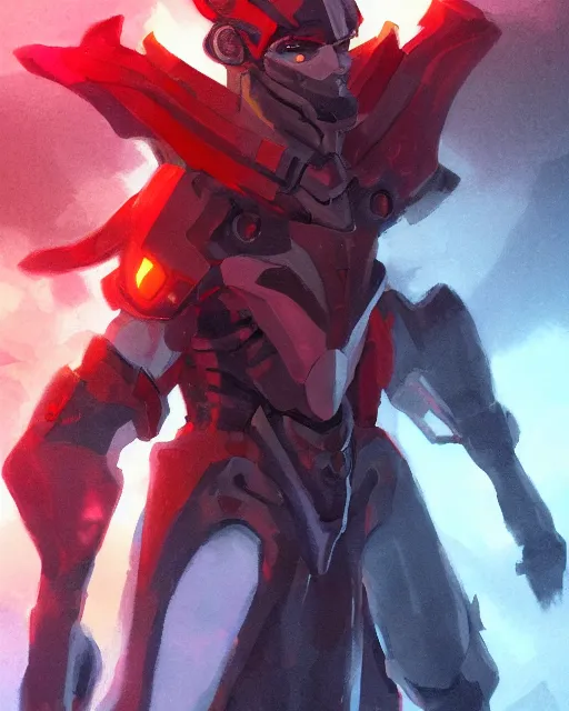 Prompt: red paladin, fantasy art, trending on artstation