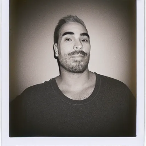 Prompt: A guy with a giant eyebrow looking at the camera, polaroid photo, award winning