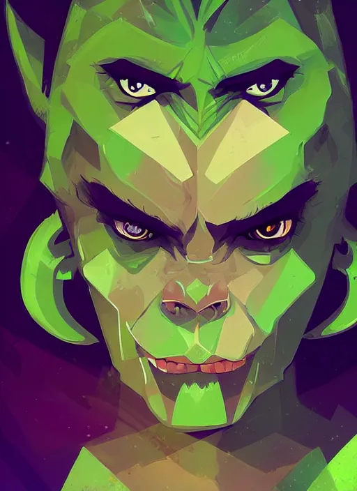 Prompt: green orc female, light green tone beautiful face by anton fadeev