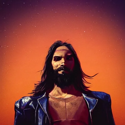 Image similar to Cyber punk jesus on mars