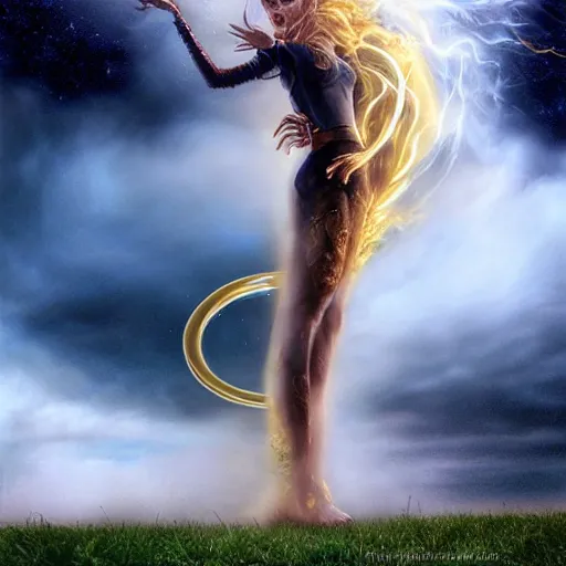 Prompt: a hand with ten fingers and full of golden rings is grabbing the cloth of reality surrounded by grass on a green field below dramatic airbrushed clouds over black background by Luis royo and Yoshitaka Amano intricated flares airbrush realistic 5g warning H 1024