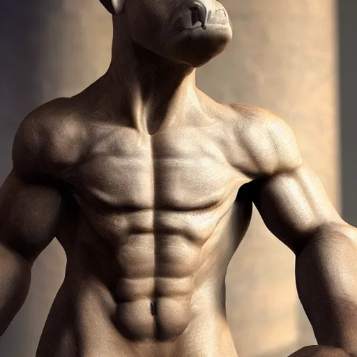 Image similar to a photo of a realistic minotaur, highly detailed, translucent skin, realistic, cinematic lighting, portrait
