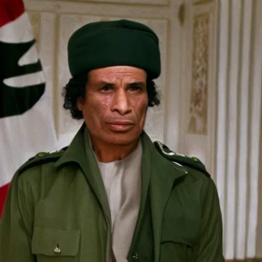 Image similar to A still of Muammar Gaddafi in The Shining