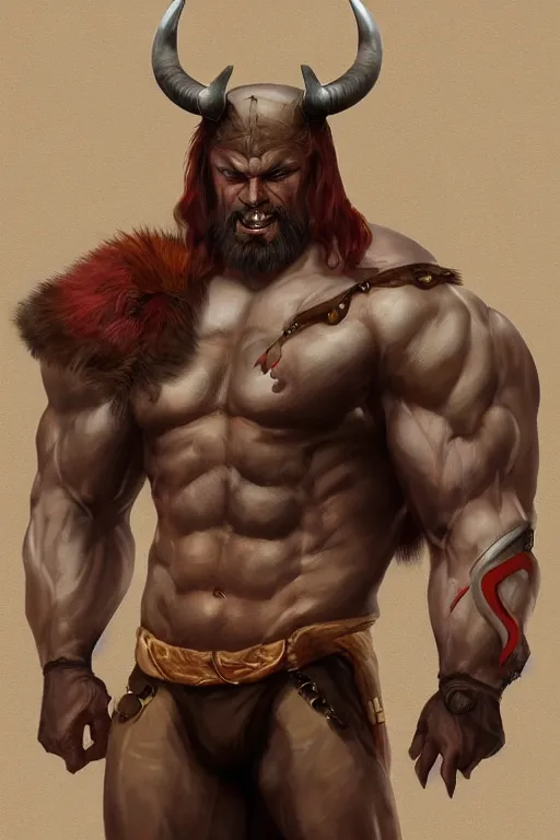 Prompt: anthropomorphic muscled bull warrior, Artstation