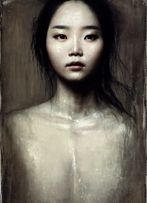 Image similar to of dark fantasy, seductive beautiful Lee Ji-eun by Nicola Samori, close up face portrait, medium shot, intricate, elegant, ethereal light, highly detailed, volumetric light, smooth, masterpiece, Refined