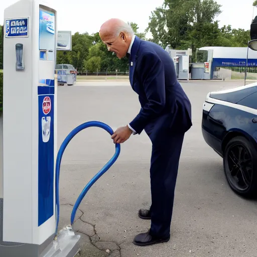 Image similar to Joe Biden drinking gasoline from the gas station pump