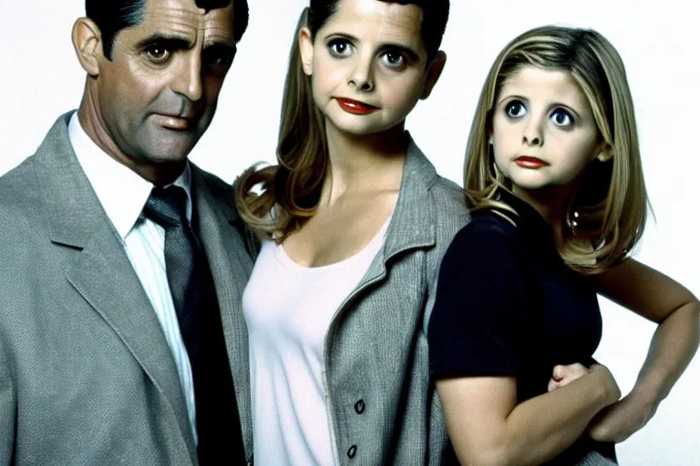 Image similar to sarah michelle gellar as buffy and cary grant as giles in buffy the vampire slayer