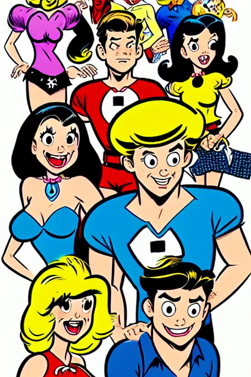 Prompt: archie comics, in the style of dan decarlo, as drawn by dan decarlo for archie comics,