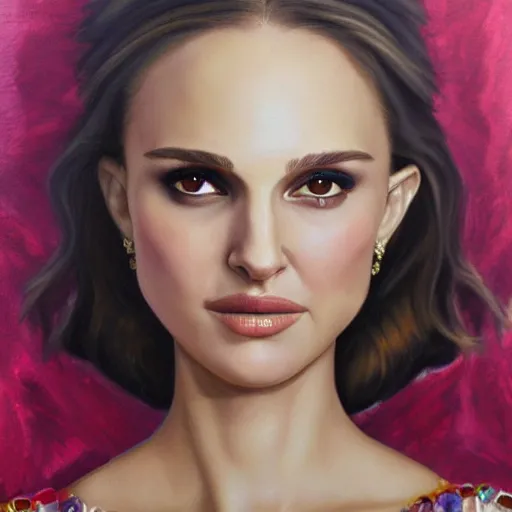 Prompt: a beautiful ornate painting of natalie portman by artists trending on artstation and deviant art
