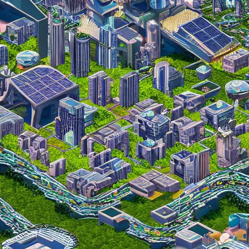 stabilityai/stable-diffusion · A solarpunk city, light, HD, pure, sharp  focus, nature, forest, city, utopian, 16:9