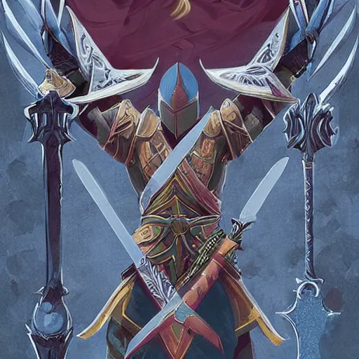 Image similar to a sword raised in the air, symmetrical, fantasy, concept art, poster, in the style of magic the gathering, powerful