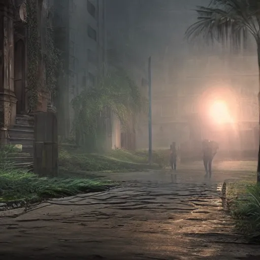 Prompt: Realistic art of zombie apocalypse in lost city, ultra detailed, photorealistic,8K,HD, sky light, foggy, police signals, peoples panic,