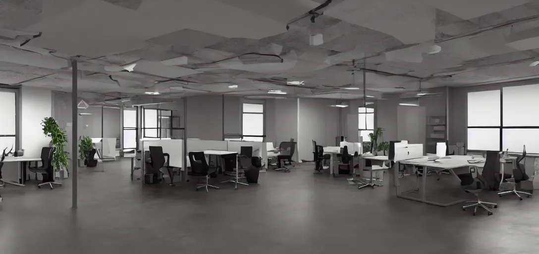 KREA - backrooms level 1 office space, bright, 8 k photorealistic, hd, high  details, trending on artstation