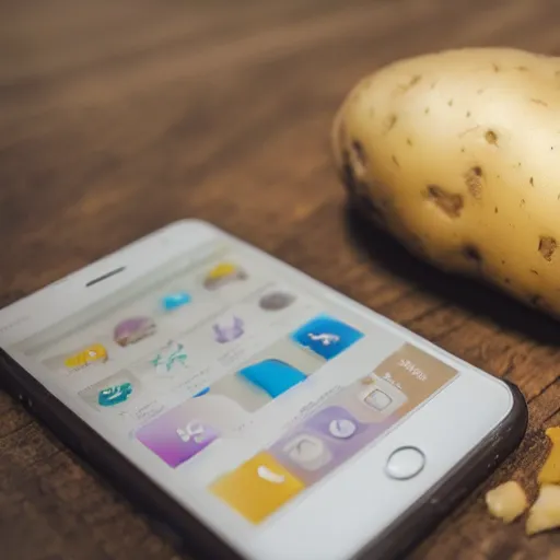 Image similar to a photo of potato holding a phone