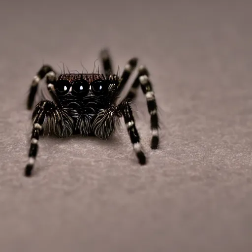 Image similar to a jumping spider, using a computer keyboard, by pixar, macro lens, iridescent