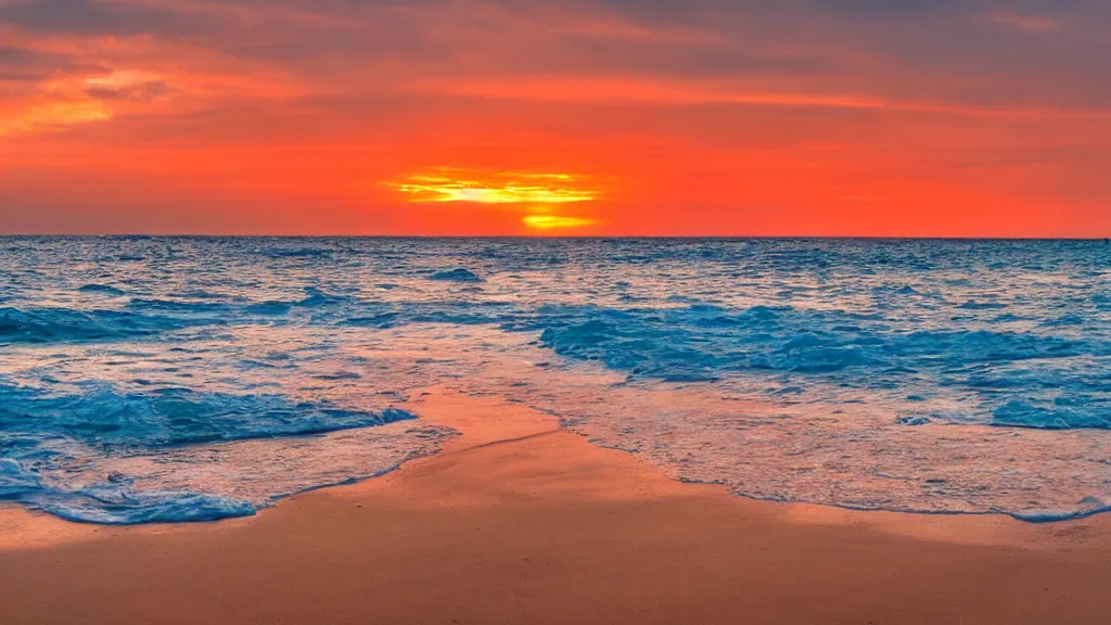 Image similar to A beach with a beautiful sunset