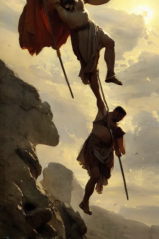 Image similar to ancient roman steve buscemi ascending wearing the civic crown while he levitates and hovers above the ground glowing with power small rocks and pebbles begin lifting off the ground around him, art by anders zorn, wonderful masterpiece by greg rutkowski, beautiful cinematic light, american romanticism by greg manchess, jessica rossier