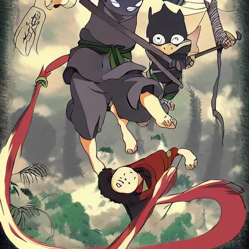 Prompt: studio ghibli ninja, amazing digital art, by studio ghibli in the style of japanese anime films,