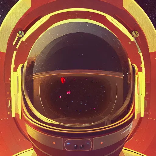 Image similar to portrait of an astronaut in chromatic suit by Petros Afshar and Beeple, highly detailed