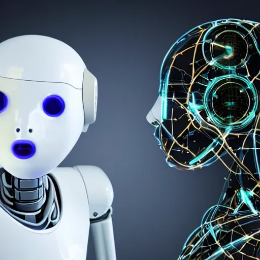 Image similar to Two AIs having a conversation, A.I., artificial intelligence technology