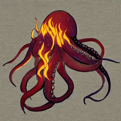 Image similar to burning octapus,