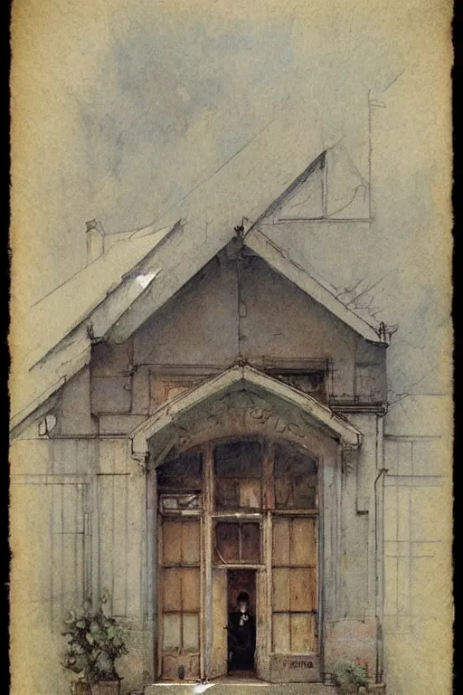 Image similar to ( ( ( ( ( 1 9 5 0 s school building. muted colors. ) ) ) ) ) by jean - baptiste monge!!!!!!!!!!!!!!!!!!!!!!!!!!!