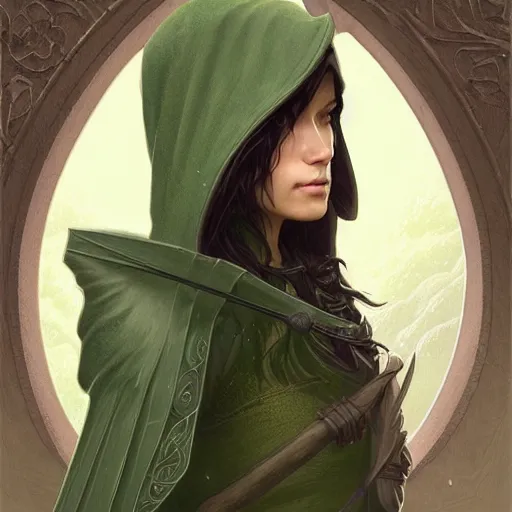 hooded female archer