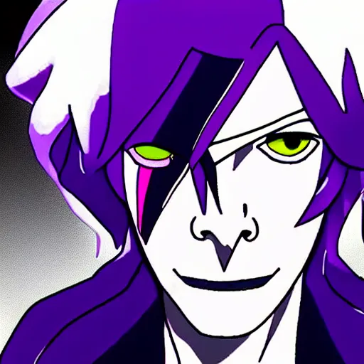 Prompt: david bowie as an anime character, cell animation