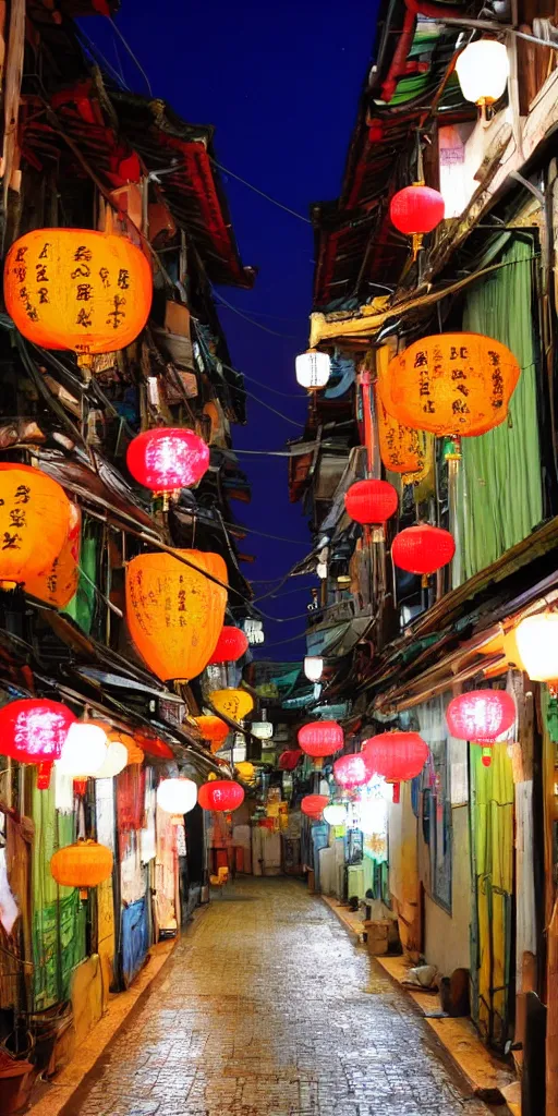 Image similar to view of an alley in china / taiwan at night