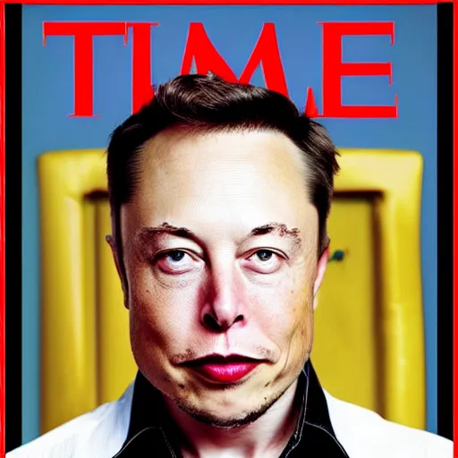 Prompt: elon musk with french braids and eyeliner on the cover of time magazine