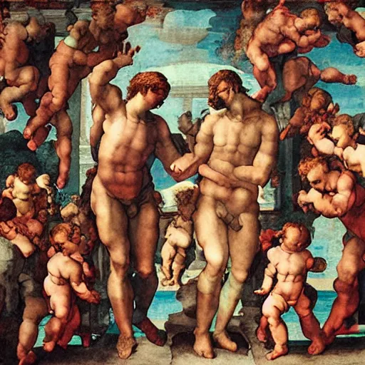 Image similar to an argument on twitter, by michelangelo