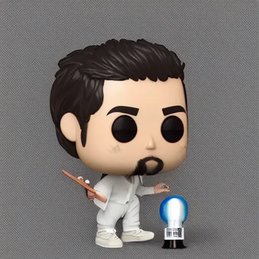 Image similar to “ very photorealistic photo of a hasan piker funko pop on a white background, award - winning details ”