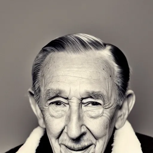 Image similar to old walt disney at age of 9 0 years old, color ( sony a 7 r iv, symmetric balance, polarizing filter, photolab, lightroom, 4 k, dolby vision, photography award ), vogue, perfect face, movie poster