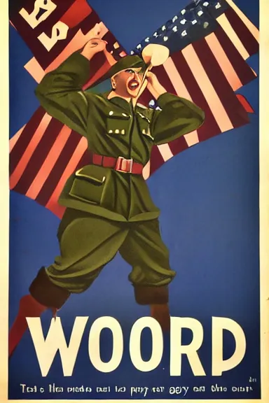 Image similar to world war 2 propaganda poster for the goat army