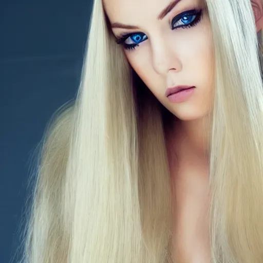 Image similar to a beautiful girl with extremey long blonde hair