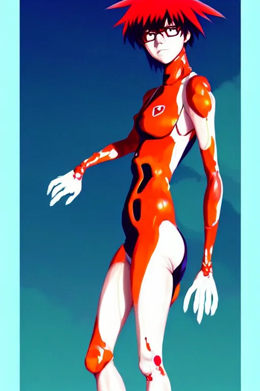 Image similar to a ultradetailed full body painting of asuka from evangelion, by conrad roset, greg rutkowski and makoto shinkai trending on artstation