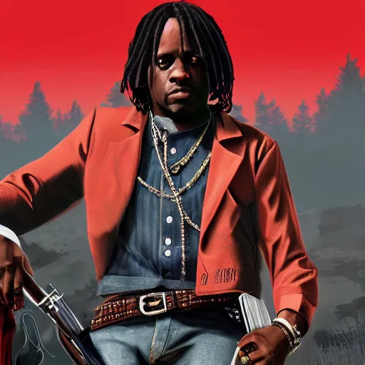 Image similar to Rapper Chief Keef In red dead redemption 2 digital art 4K quality super realistic