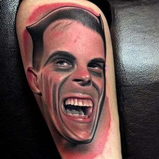 Prompt: tattoo of steveo from jackass